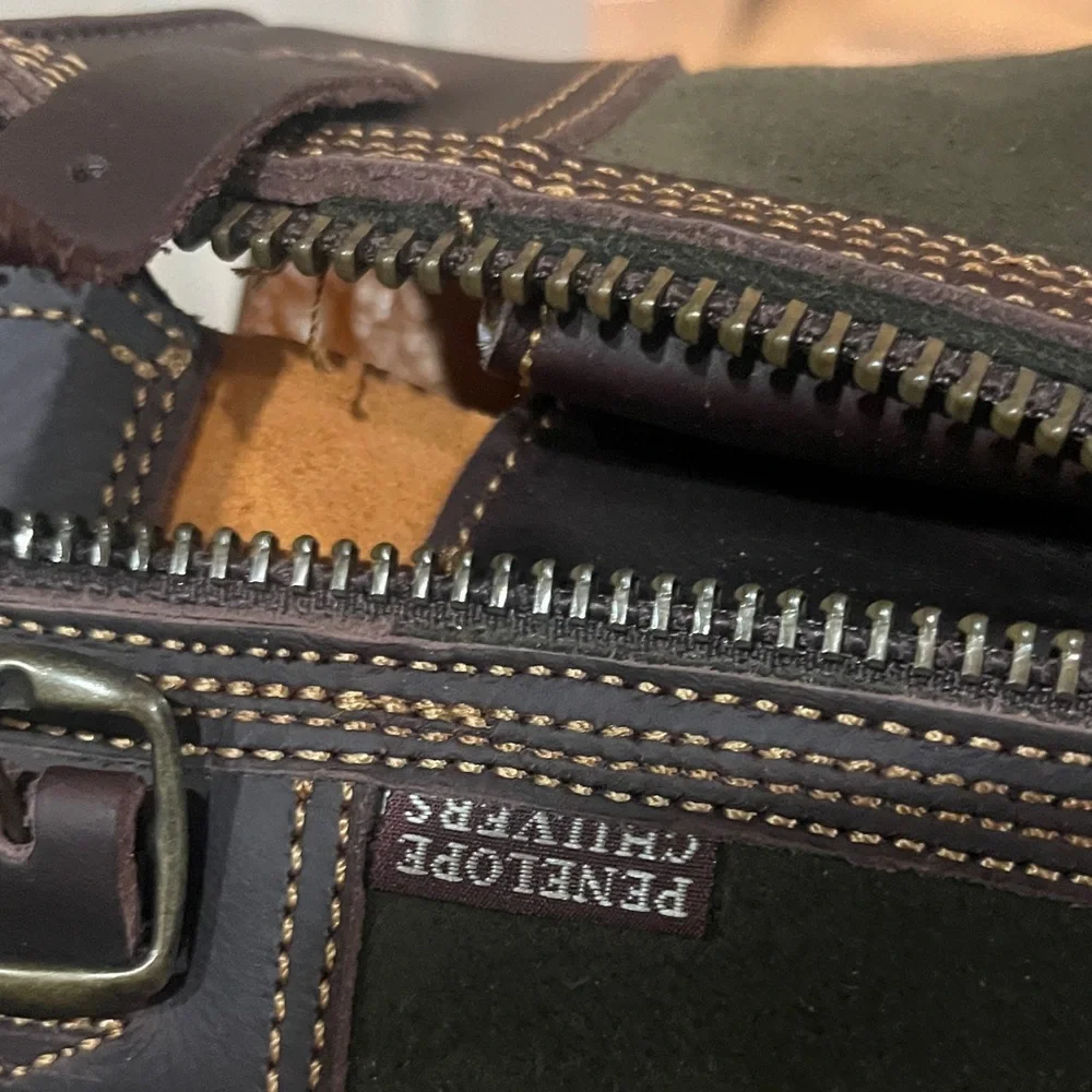 NWOT Penelope Chilvers Olive Leather Ankle Boots with Tassel - Picture 6 of 8